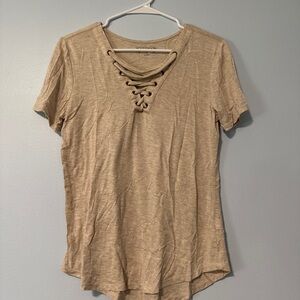 Mudd Lace-Up Tan Women's Top